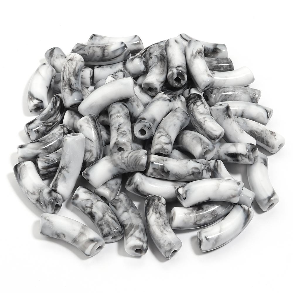 20pcs 35x11mm Acrylic Curved Tube Beads Dual Color Loose Beads For Jewelry Making DIY Handmade Necklace Bracelets Accessories