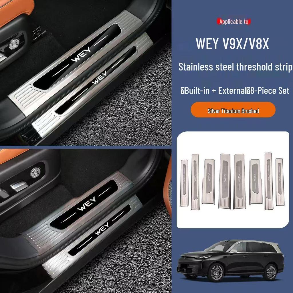 Wey V9X8X Car Door Sill & Trunk Bumper Stainless Steel Anti-scratch Interior Trim