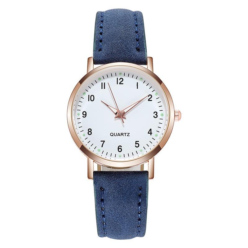 Male Female Analog Quartz Wrist Watch Student Glow Leather Strap Style Casual