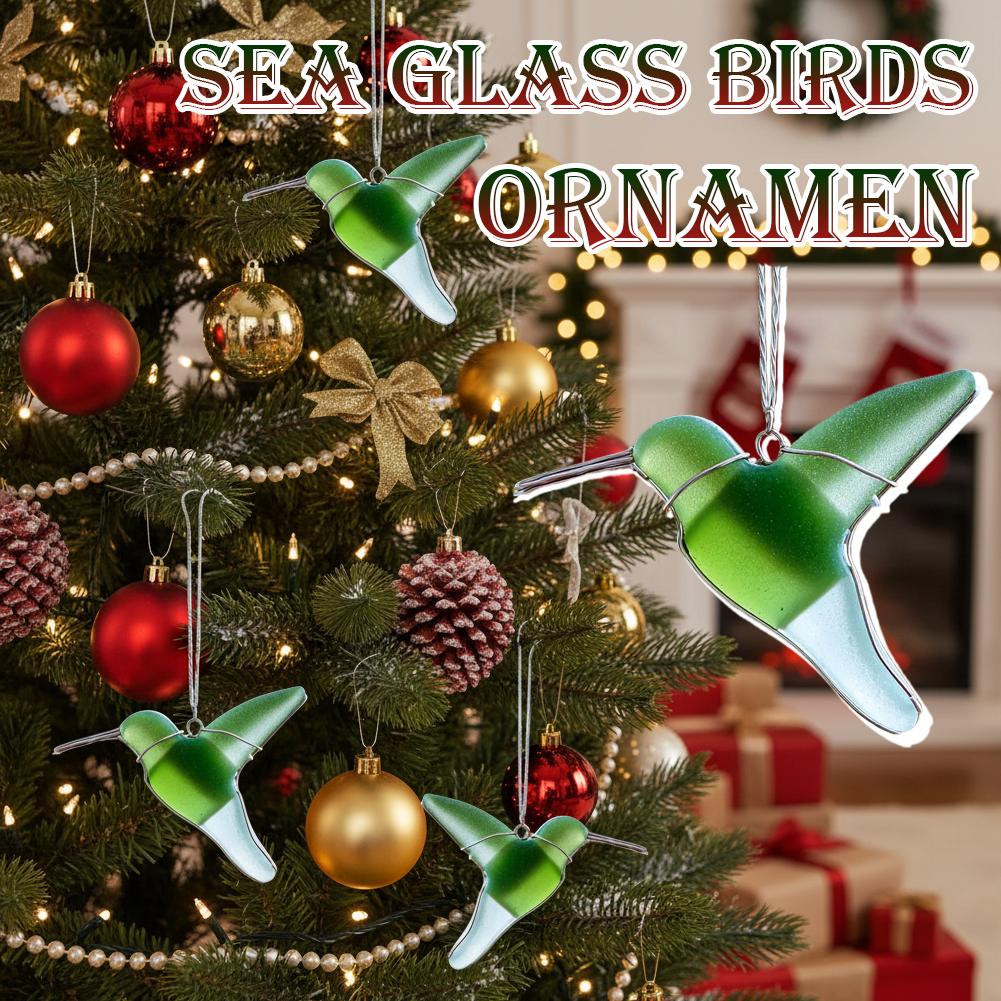 Handmade Sea Glass Bird Ornament Christmas Ornament Pendant Garden Decor Outdoor Bird Animal Pendant Landscape Ornament Cut U8S8