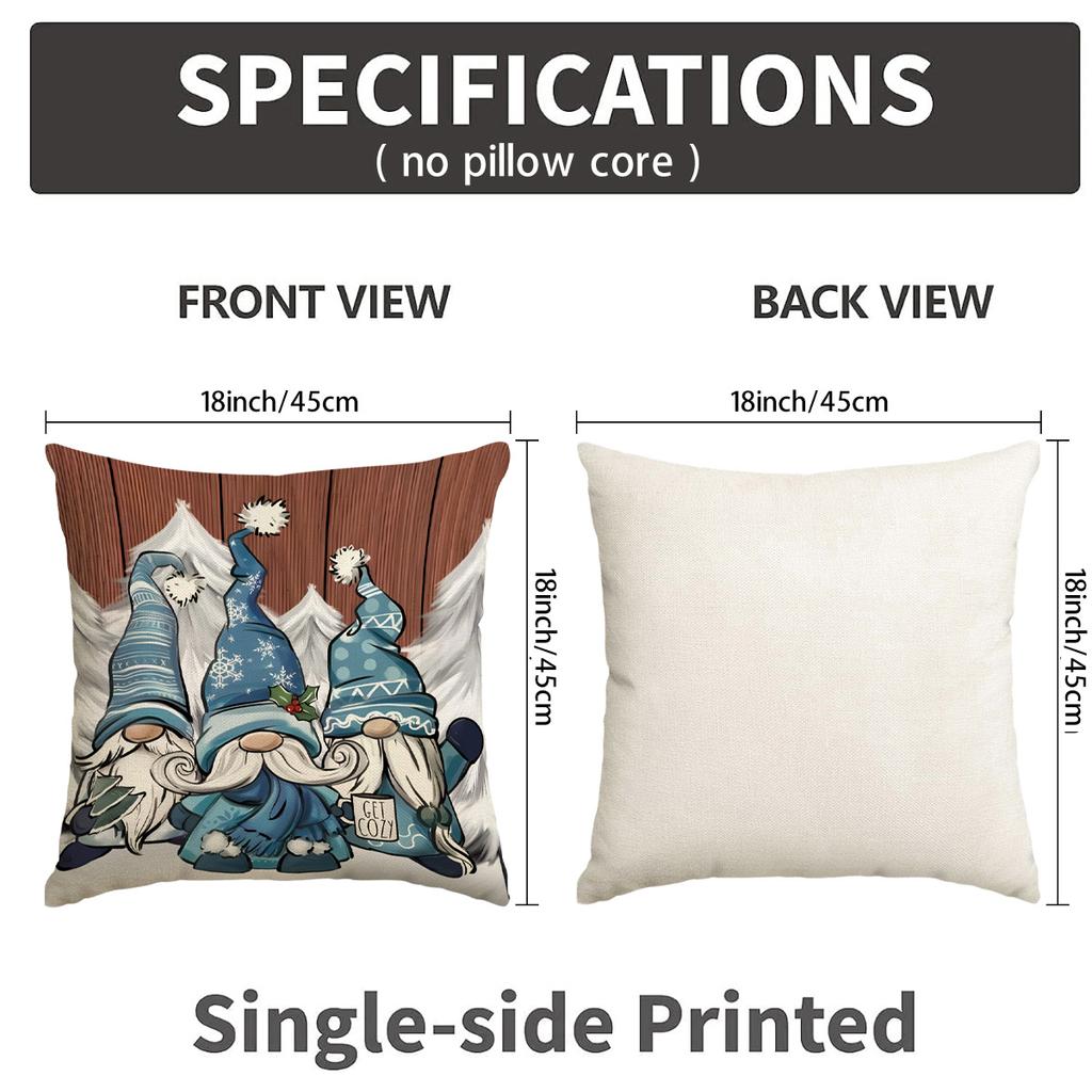 1/4pcs Blue Christmas Decorative Pillowcases, Snowflake Christmas Elf  Cocoa Design Cushion Covers, Christmas Decorations