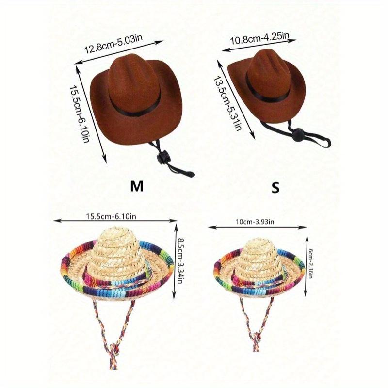 1pc Pet Cowboy Hat, Pet Accessory For Cats & Dogs, Western Style Sun Hat For Outdoor Activities, Holidays & Photoshoots