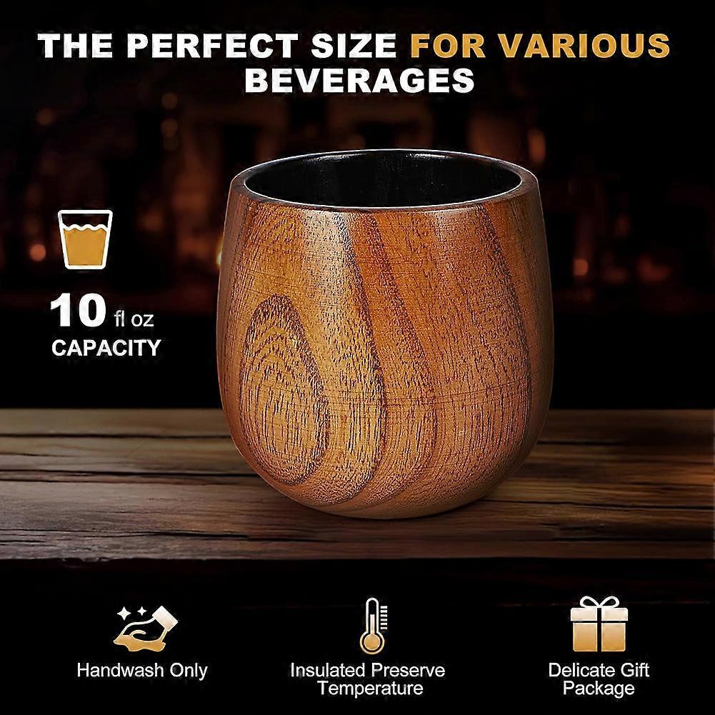 Natural Jujube Wooden Tumbler Cup, Old Fashioned Wooden Whiskey Glass Bourbon Mugs Gifts for Men Birthday & Christmas