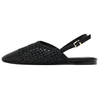 Fashionable Round Toe Woven Backless Flat Casual Shoes Women Shoes Black 13518510800