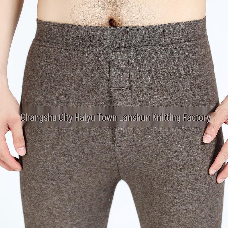 Męskie bezszwowe modelujące wyszczuplające spodnie bazowe zatrzymujące ciepło z wełny jagnięcej