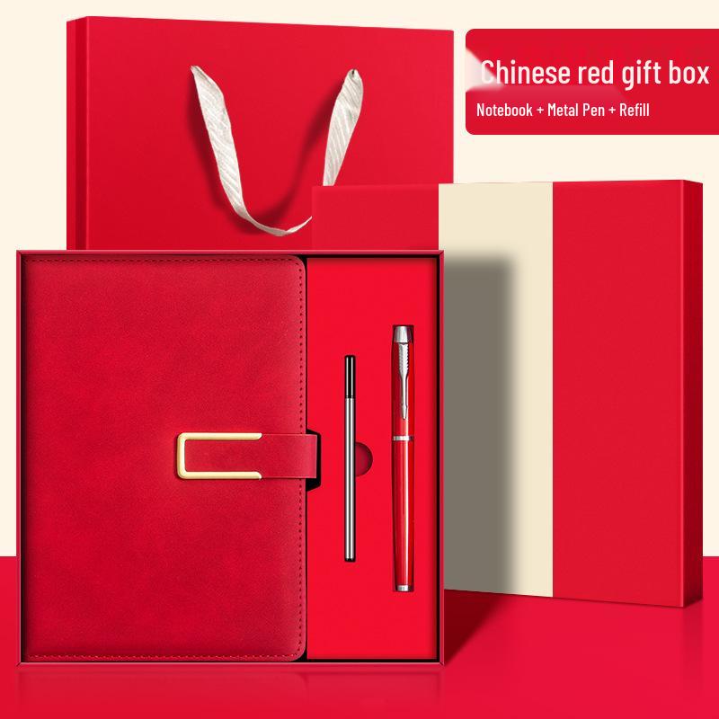 Custom Logo A5 Leather Notebook with Buckle - Thick, Soft, Business Stationery In a Gift Box Souvenir