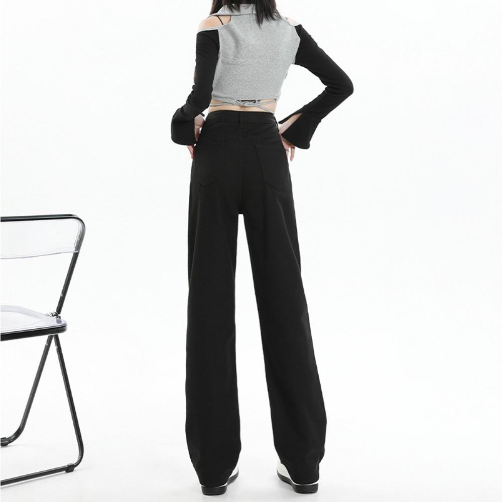 High-waisted Jeans Women's Straight-leg Small 2025 Autumn and Winter New Slim-fitting and Thin Versatile Drape Wide-leg Pants