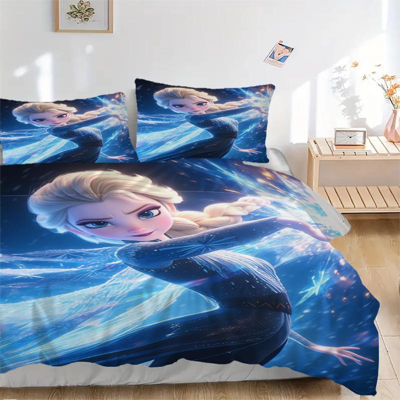 Elsa'S Frozen Magic Print 3Pcs Bedding Setduvet Cover With 2 Bedropillowcase Home Birthday Gift