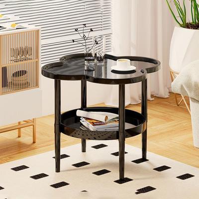 Dvojposchodový bočný stolík v tvare kvetu s otvorenou odkladacou policou Multifunkčné nočné stolíky Obývacia izba Spálňa Kancelária Pohovka Gauč Nočný stolík