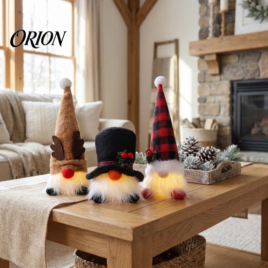 Christmas Gift Ideas Gnome Figurine, Snowflake Knit Hat LED Light Up Rudolph Tree Decorations Doll, Nordic Noel Plush Ornament for Home, Festive Party