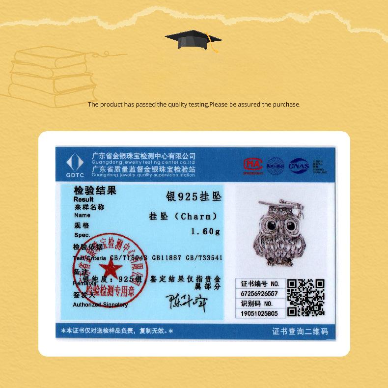 Graduation Season Wisdom Owl Diy Beaded Graduation Gift S925 Silver Beads Jewelry Accessories