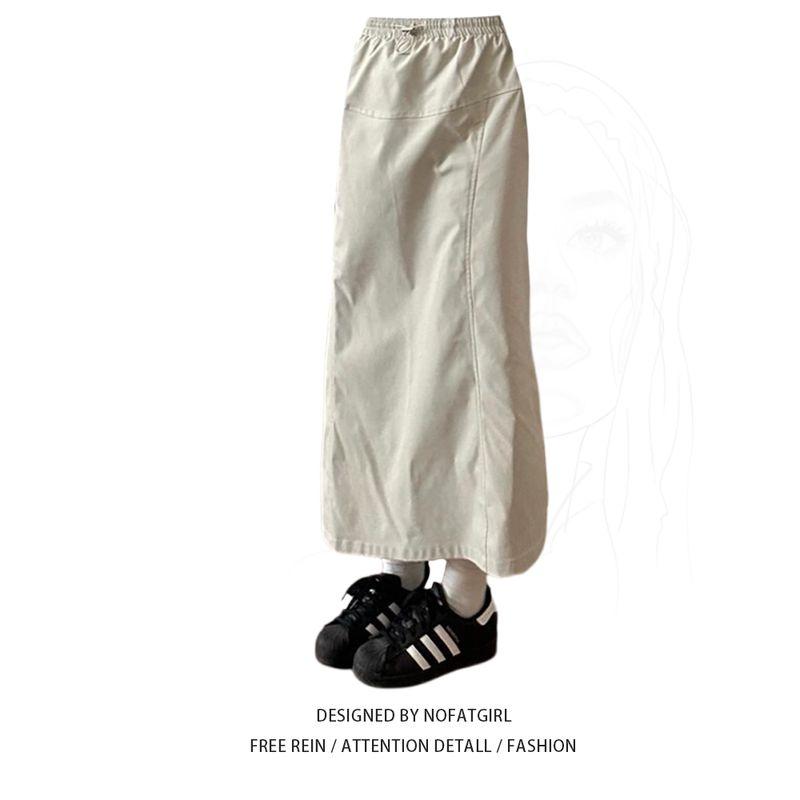 

Plus Size Plus Size Ladies High Waist Slim Looking A- line Parka Skirt Women s Summer New Arrival Easiest for Match Temperament Sheath Long Skirt Ins Skirt M