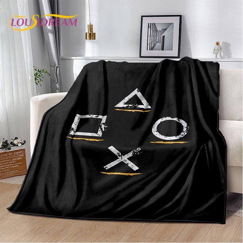 Cartoon-Gamer-Gamepad-Game-Over-weiche Plüschdecke, Flanelldecke, Überwurf, Deckenbezug für Wohnzimmer, Schlafzimmer, Betten, Sofa, Picknick