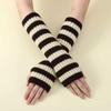 Lolita Long Fingerless Gloves Y2K Fingerless Arm Warmers Arm Cover Striped Knitted Arm Sleeves  JK