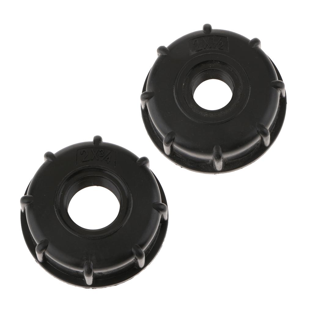 1000 Water Tote Tank Adapter Hose Cap 60mm Coarse Thread Outlet, 1/2inch+3/4inch=2PCS