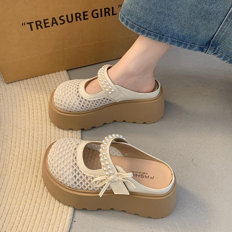 

Женская обувь Женские тапочки Уличные С закрытым носком Платформа Шлепанцы 2025 Женская обувь С закрытым носком Женские тапочки Уличные Платформа 40 бежевый