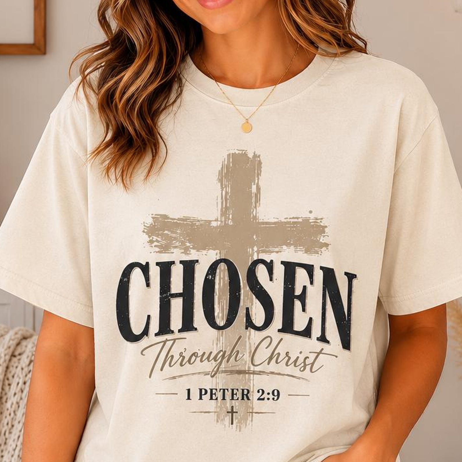 Chosen Through Christ Shirt, Christian T Shirt, 1 Peter 2:9 Tee, Faith Based Shirt, Religious Gift, Unisex Christian Tee XL