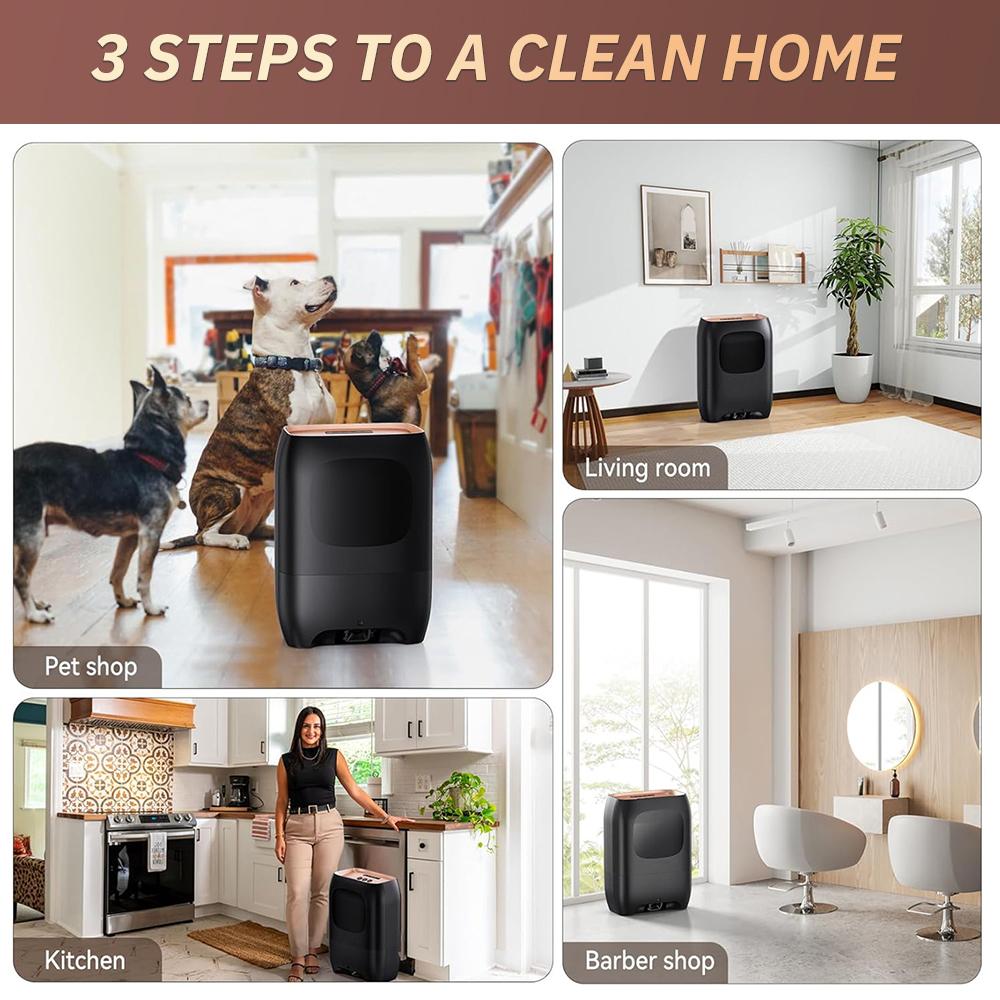 Touchless Vacuum Automatic Dustpan Vacuum Dust Bucket with 4-layer Pre-motor Filter Pet Hair Infrared Sensor Dustbin