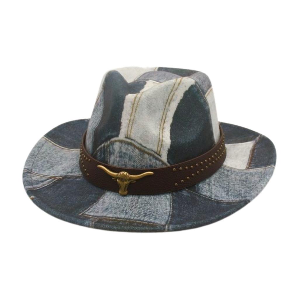 Retro Cow Head Peach Heart Top Hat, High-End Tibetan Style Big Brim Sun Hat, Western Cowboy Hat.