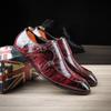 Business Pointed Toe Shoes Crocodile Pattern Leather Shoes Men'S Side Buckle Casual Men'S Dress Shoes Wedding M191