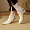 Fashion NEW Autumn Women Boots Pointed Toe Kitten Heel Shoes Split Leather Shoes for Women Mixed Colors Ankle Boots Elegent Zipper Boots