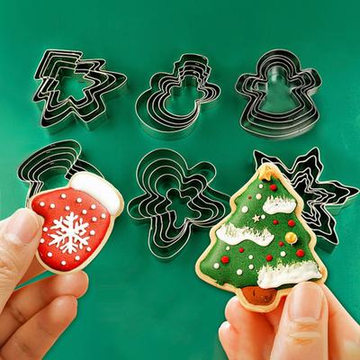 Set 5 Pezzi Tagliabiscotti Natalizi Babbo Natale Albero Fiocco di Neve Omini di Pan di Zenzero Pupazzo di Neve Forma Stampi per Biscotti Riutilizzabile Strumento da Forno per Casa Cucina Panetteria