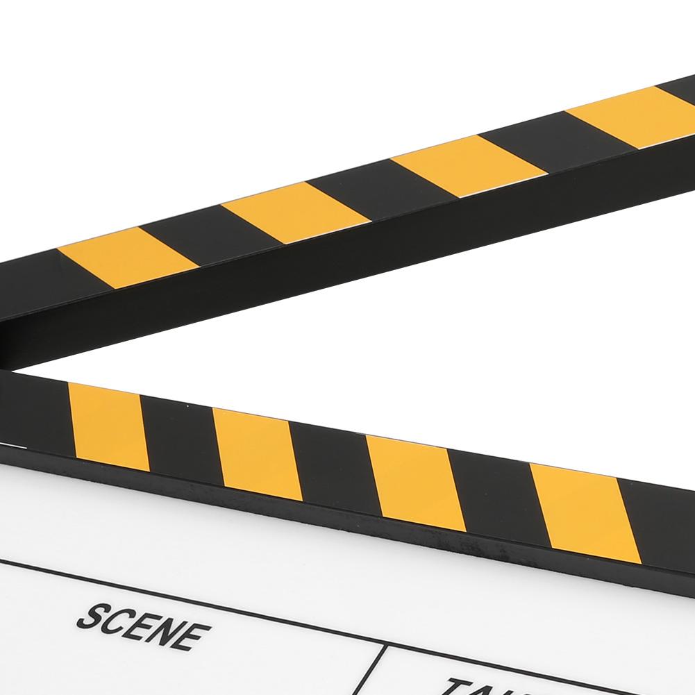 30x25CM Film Clapperboard Acrylic Clapstick Photography Props Director Board Tool(Yellow Striped White board(PAV1Y) )