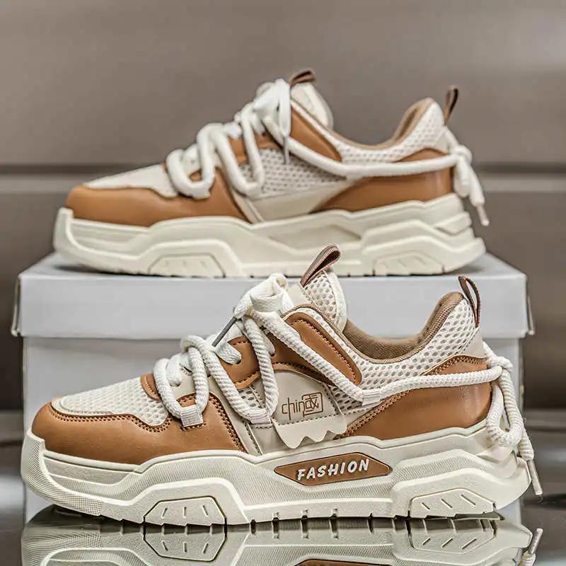 Fashion Plataform Autumn-spring Men Sneakers 46 Casual Men Shoes Brown Fashion Sport Price Shoose Super Brand What's Shose Twnis