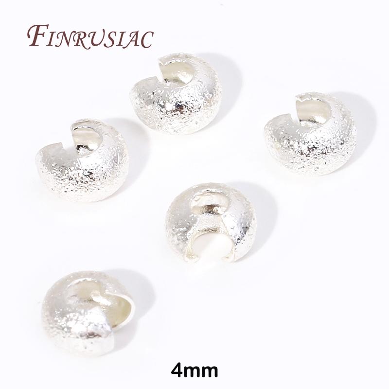 50/100Pcs 3/4MM Copper Open Crimp Bead Covers Fittings 18K Gold Plated Round Covers Crimp End Beads Supplies For Jewelry