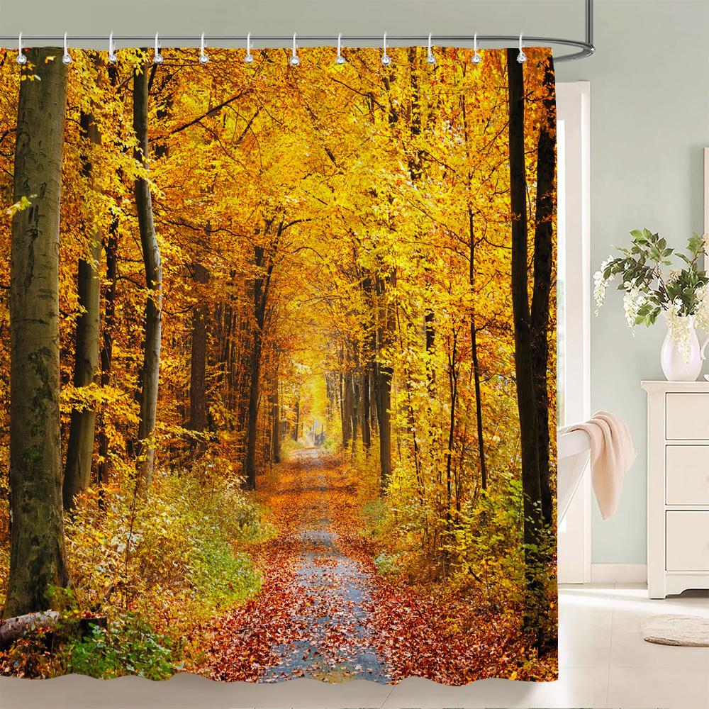 Hochwertiger Wald Natur Landschaft Stoff Duschvorhang Wasserdicht Bedruckt Badezimmer Vorhänge für Badezimmer Dekoration mit Haken