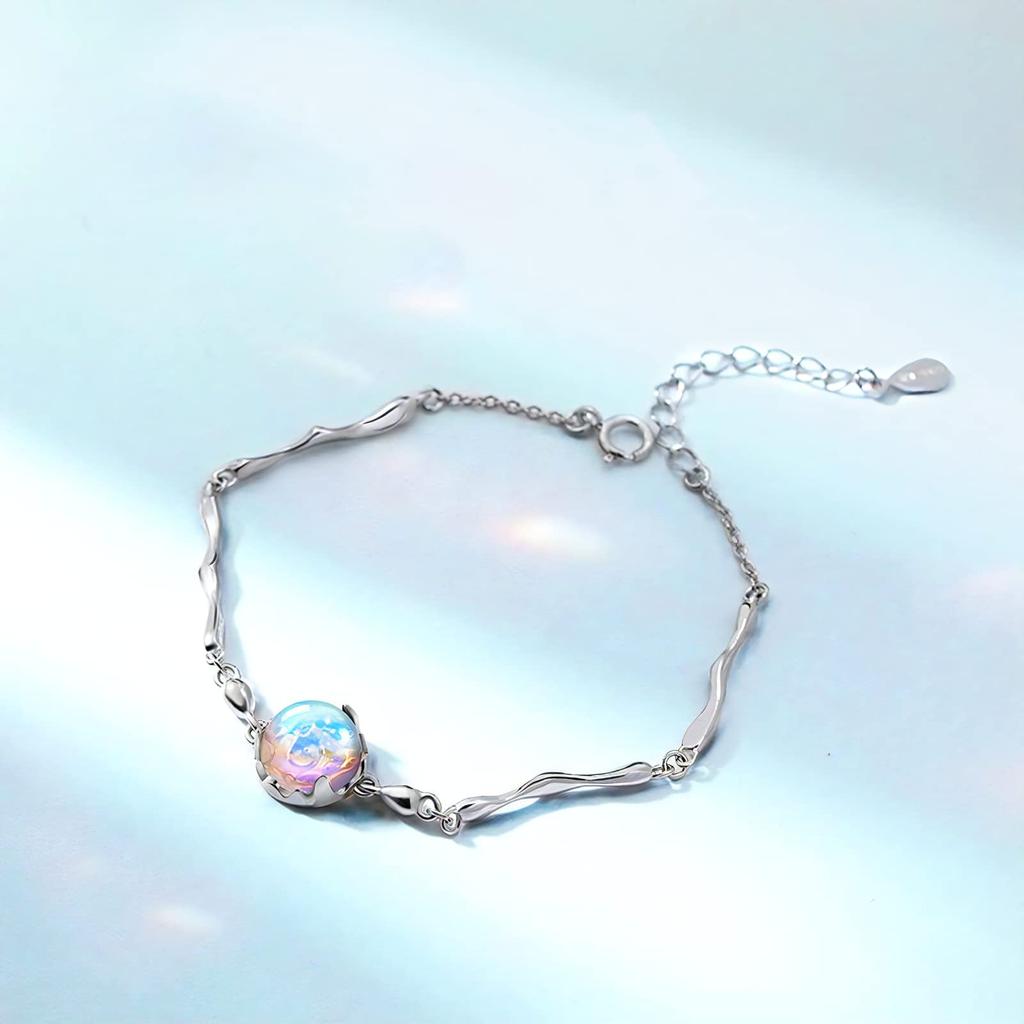 PRIVIE Royal Blue Moonstone S925 Sterling Silver Perfect as a Gift Women's Bracelet, Bangle,