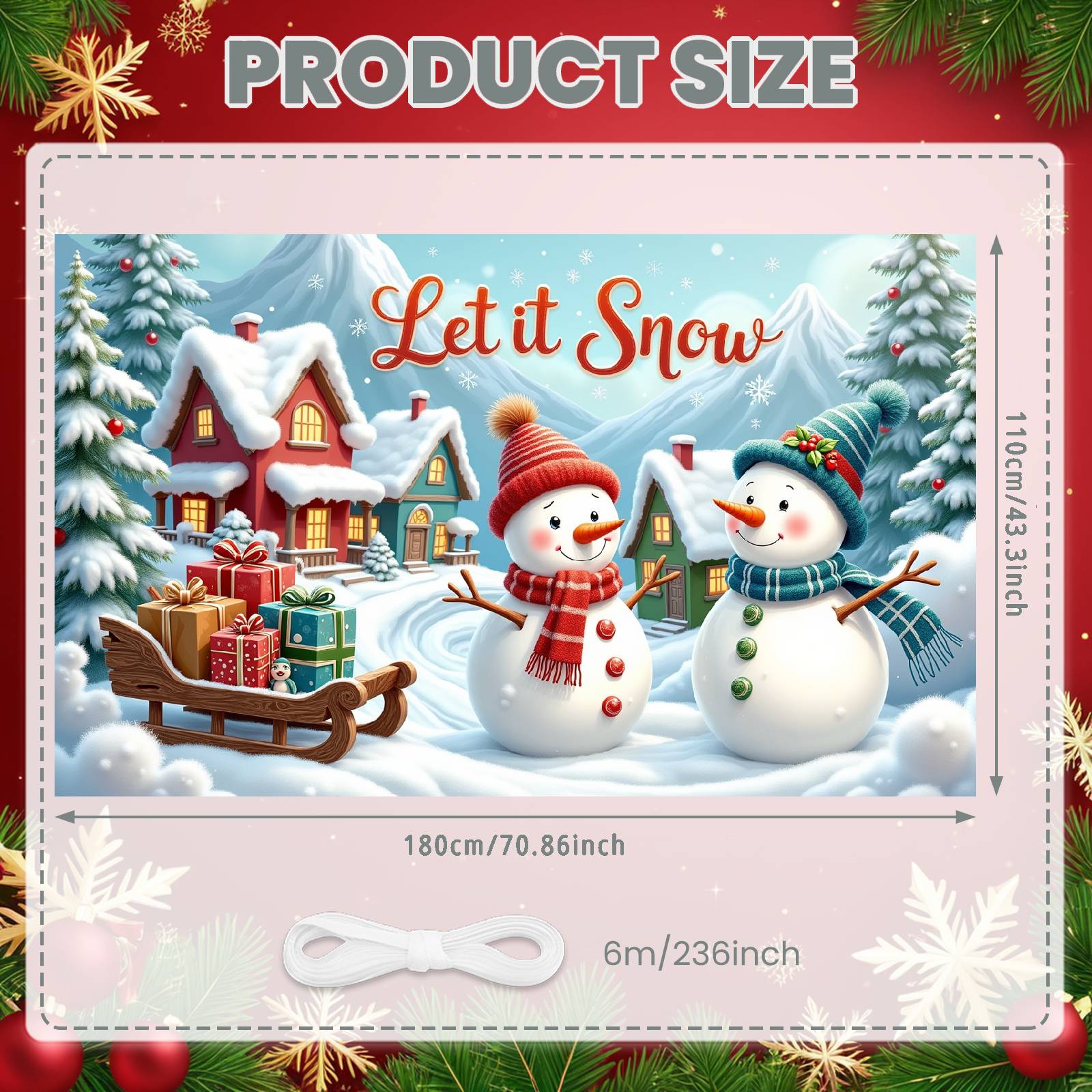 Let It Snow Banner Holiday Gifts Snowman Display Snow Scene Banner Festive Design Holiday Display For Winter Festival Winter