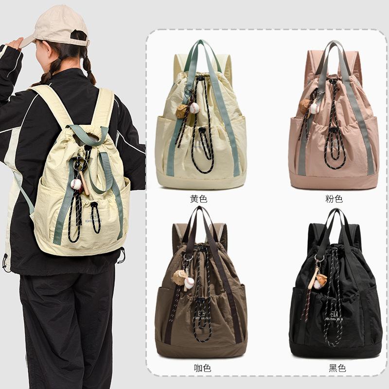 Schoolbag New Japanese Outdoor Hiking Korean Edition Fashion Drawstring Backpack Folded Nylon Leisure Backpack