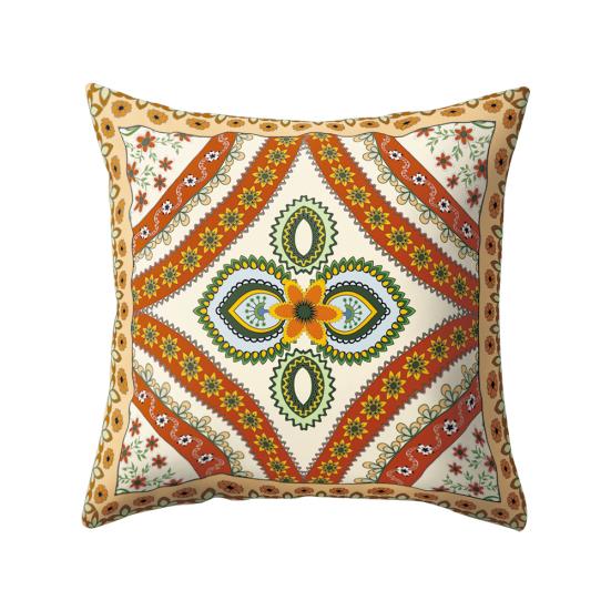 Retro Mexico Style Symmetrical Colorful Flower Waist Cushion Pillow Case Decor