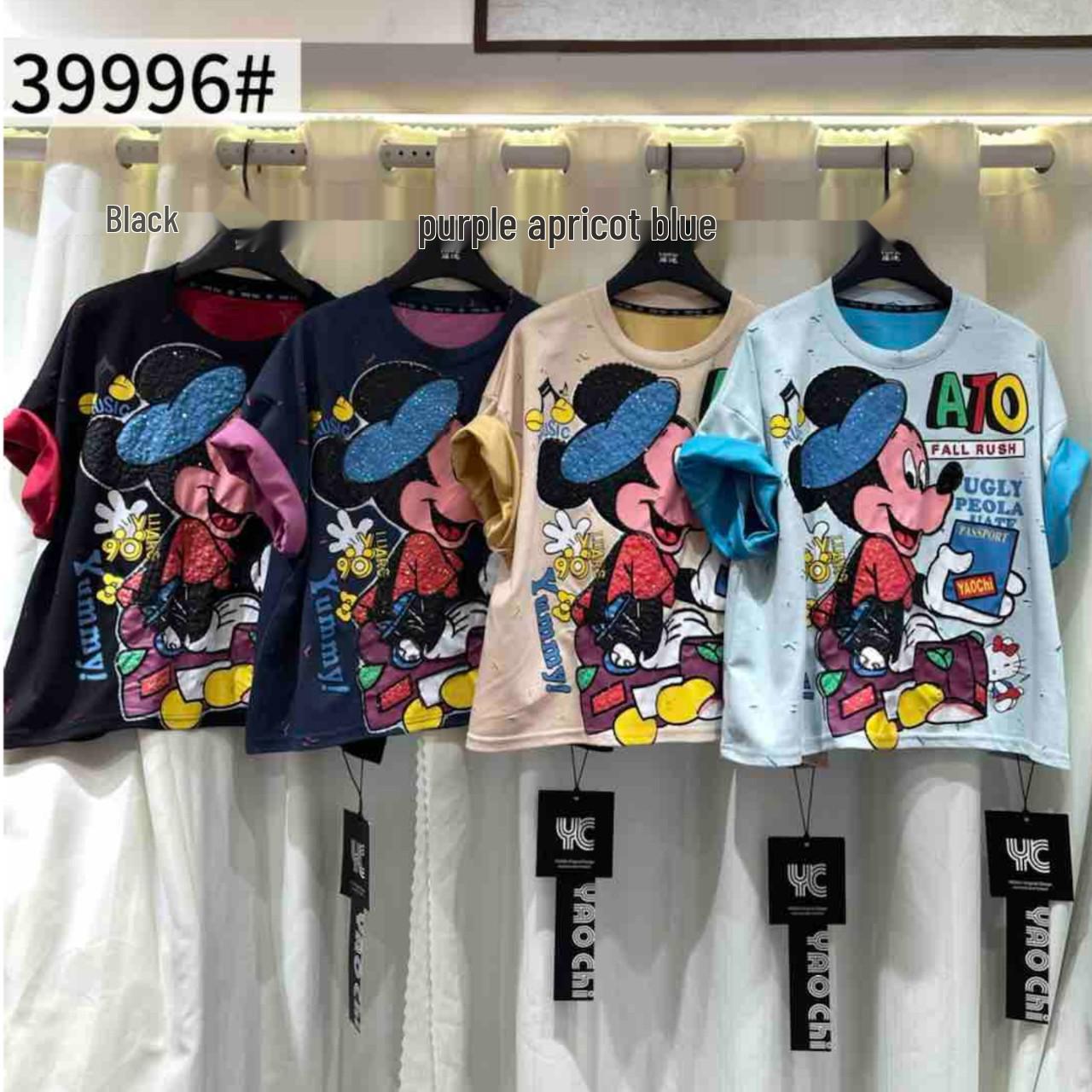 2026 Spring/Summer Plus Size Women s Cartoon T-shirt - Loose Short Sleeve, Trendy Fashion, European & American Style, Korean-Inspired. One Size чёрный