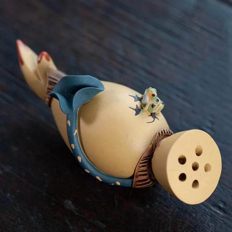 Yixing Purple Clay Tea Pet Handmade Sculpture Ornaments Lotus Root Model Tea Figurine Art Chinese Tea Set Decors Accessories