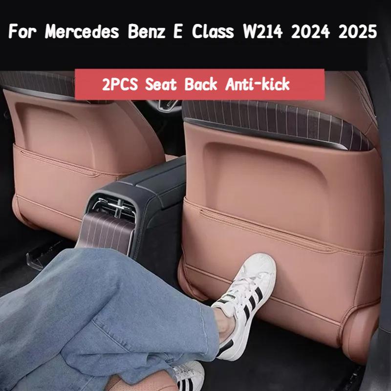 Auto Rücksitzlehne Anti-Tritt Lederpolster Schutzabdeckung Zierleiste Für Mercedes Benz E-Klasse W214 E260 E300 2024 2025 Zubehör