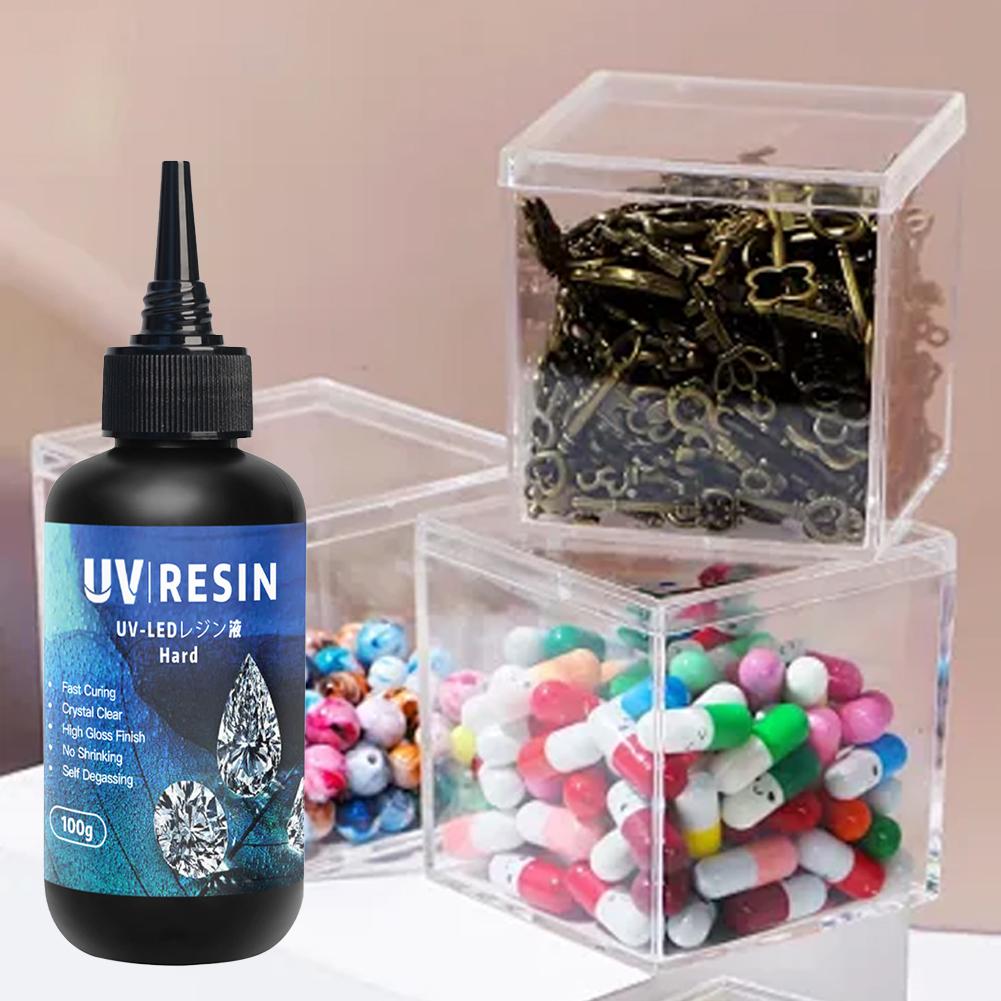 Hard UV Resin Glue Kit Fast Curing Epoxy Resin UV Glue with Mixing Tools for Starter Supplies for Art Craft Jewelry Making DIY