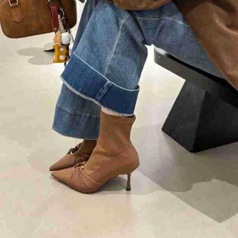 Pointed short boots women's autumn and winter 2025 new women's boots stiletto boots short boots high heels satin Martin boots