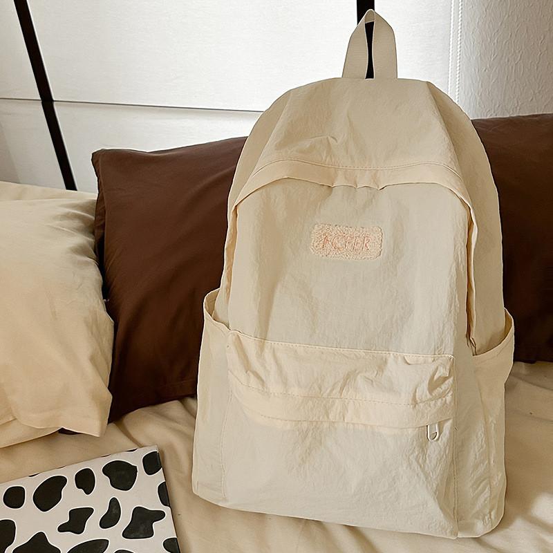 Backpack Color Solid With Padded Straps Letter Print For School Travel Gift