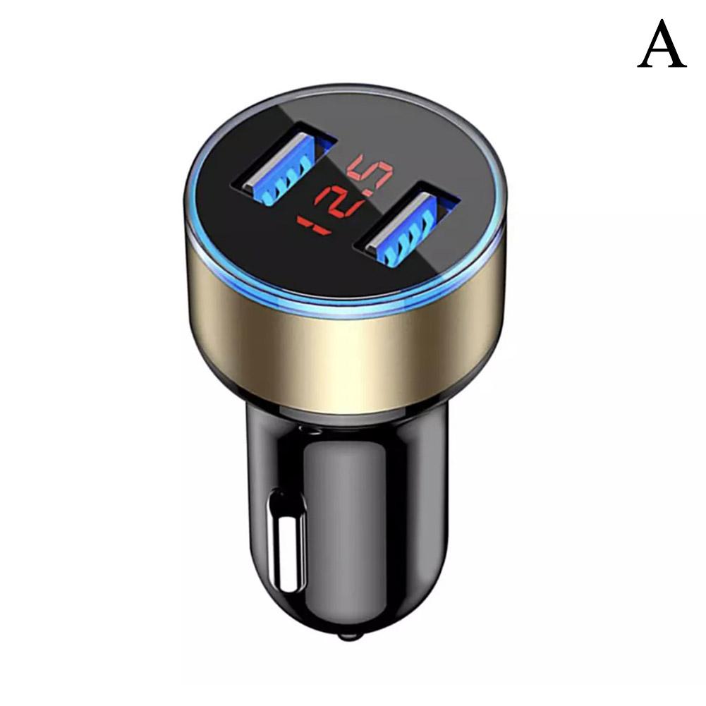 Car Charger For Cigarette Lighter Smart Phone USB Adapter Mobile Phone Charger Dual USB Digital Display Voltmeter Fast Charging