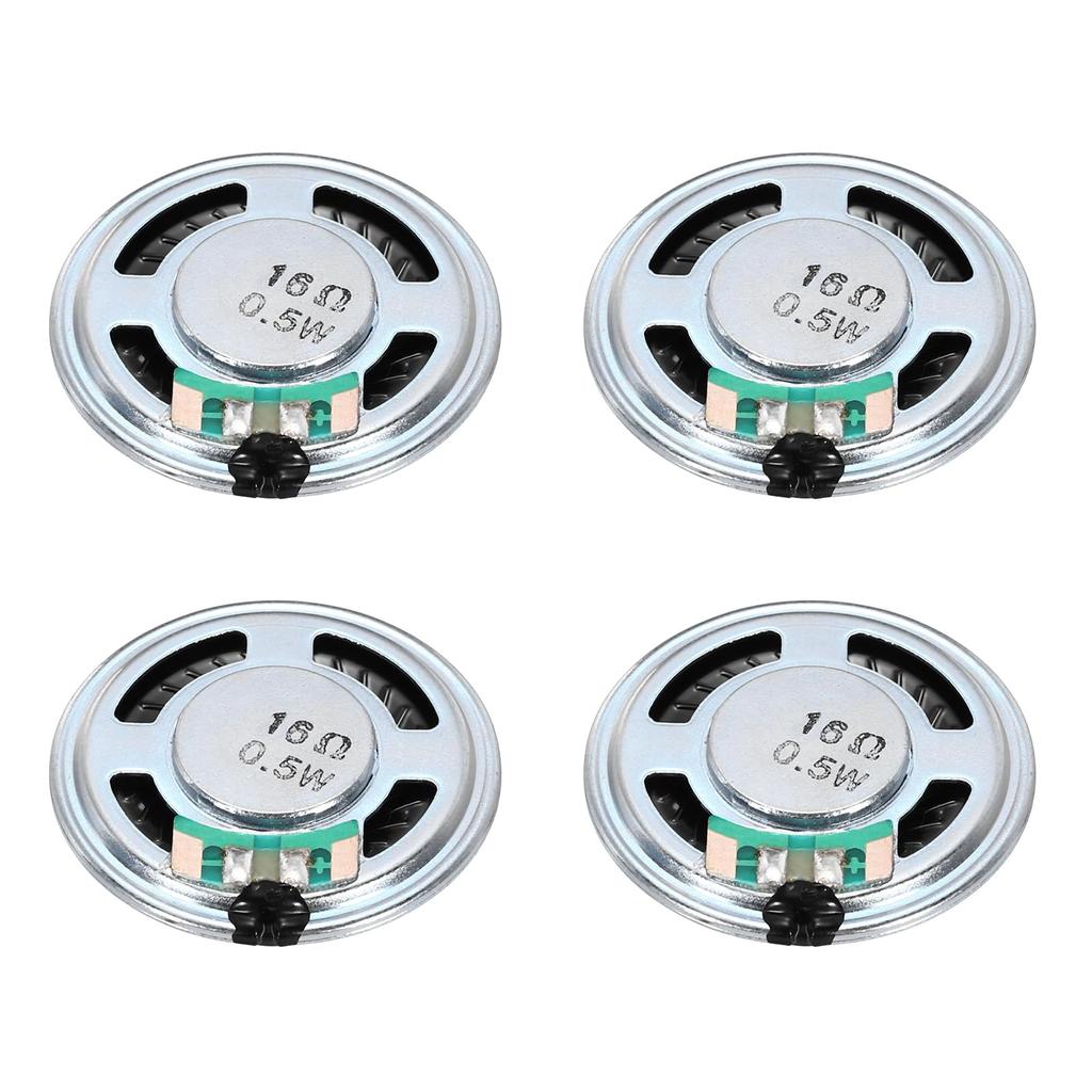 uxcell 4Pcs 16 Ohm Small Speaker Metal Shell Round Internal Micro Magnet Speaker Mini Speaker for DVD EVD Multimedia Mobile Portable Advertising