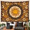 1 Bohemian Sun and Moon Tapestry with Floral and Celestial Patterns - Vintage Wall Hanging for Bedroom, Dorm, Polyester Fabric