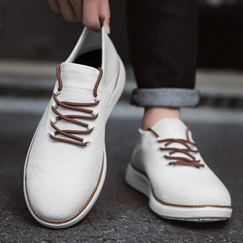 New lightweight lace-up casual breathable fly-woven loafers men's large-size sports shoes
