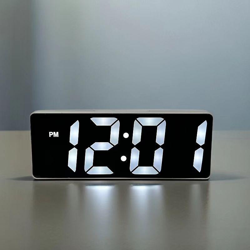 LED Mirror Desktop Clock: Digital Display Table Ornament & Student Alarm Clock