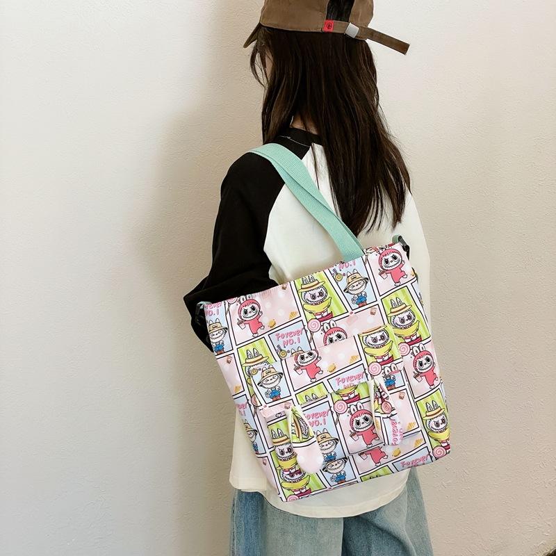 Labubu New Messenger Bag Student Tutoring Bag Shoulder Bag Female Cute Labubu Large Capacity Waterproof Tote Bag