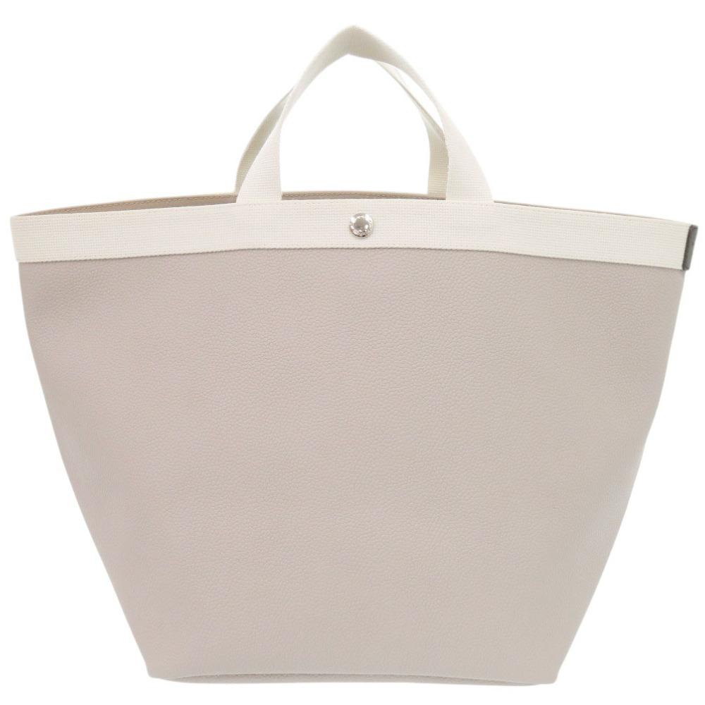 Used AUTHENTIC Herve Chapelier Luxe Boat-Shaped Tote Bag L Beige Cotton