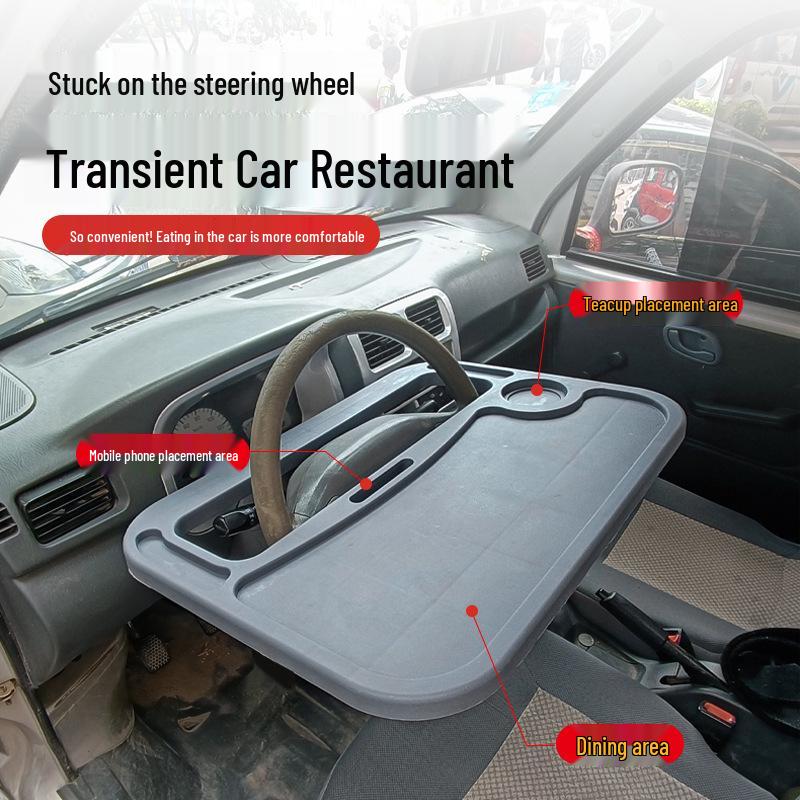 Multi-Functional Car Steering Wheel Tray: Dining, Drink Holder, Writing Desk