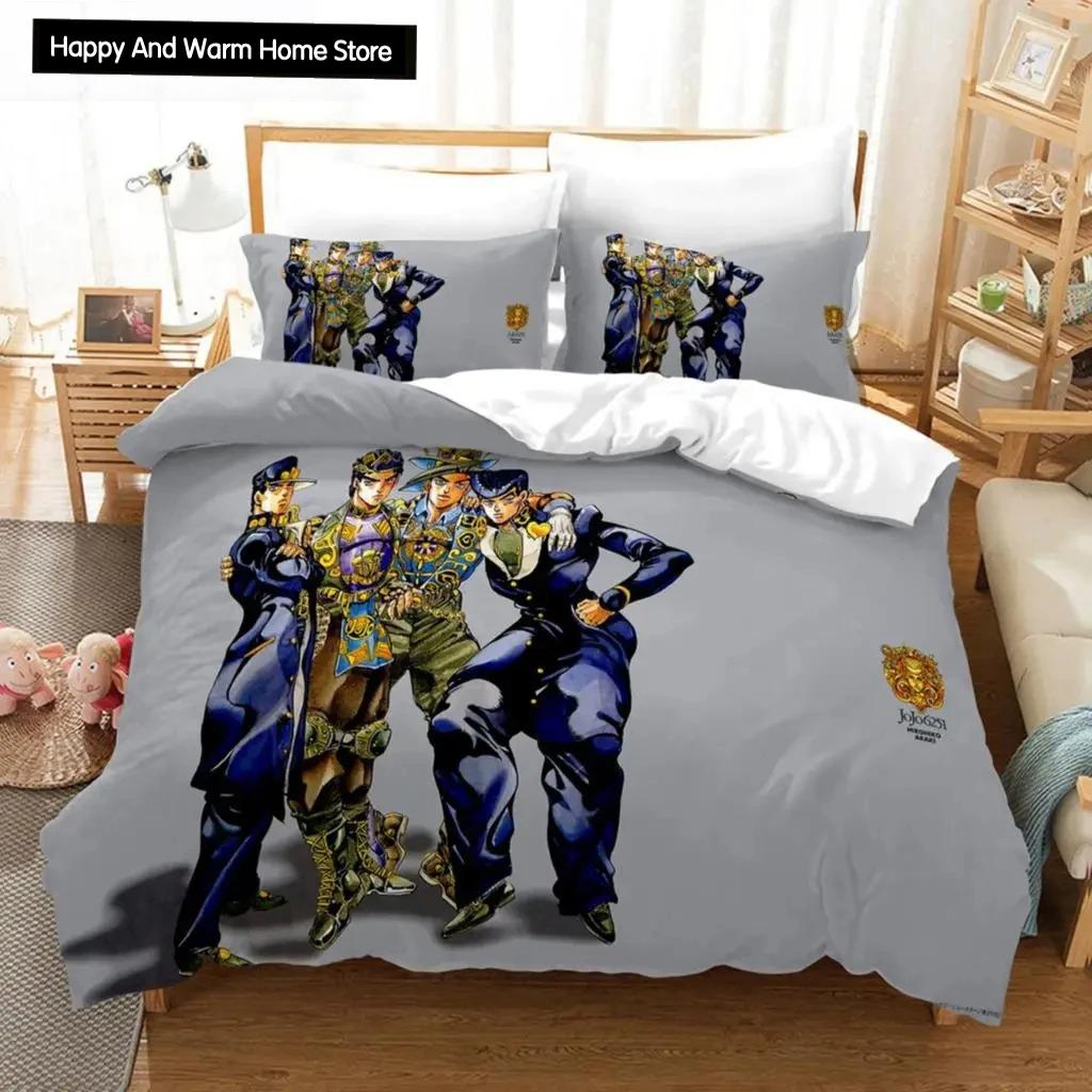 3D Druck Anime JoJo Bizarre Adventure Jotaro Kujo Bettwäsche Set Jungen Mädchen Twin Queen Size Bettbezug Kissenbezug Bett Jungen Erwachsener