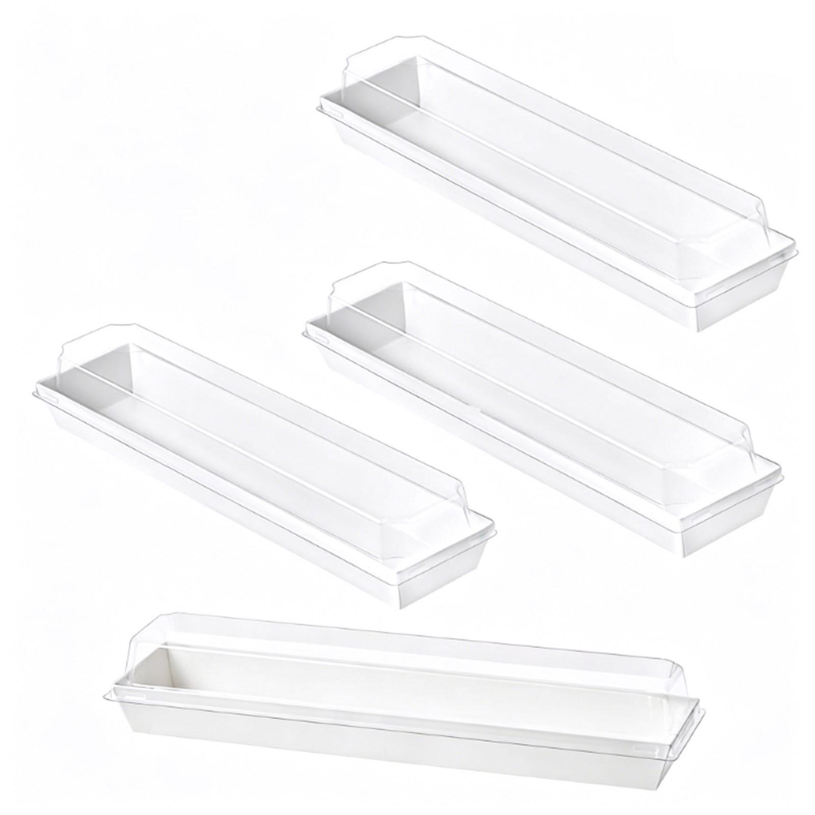 Boîtes pour Fraises Chocolatées 50 Pièces Boîtes Boulangerie en Papier Longs Contenants d'Emballage Macarons avec Couvercles Transparents PET pour